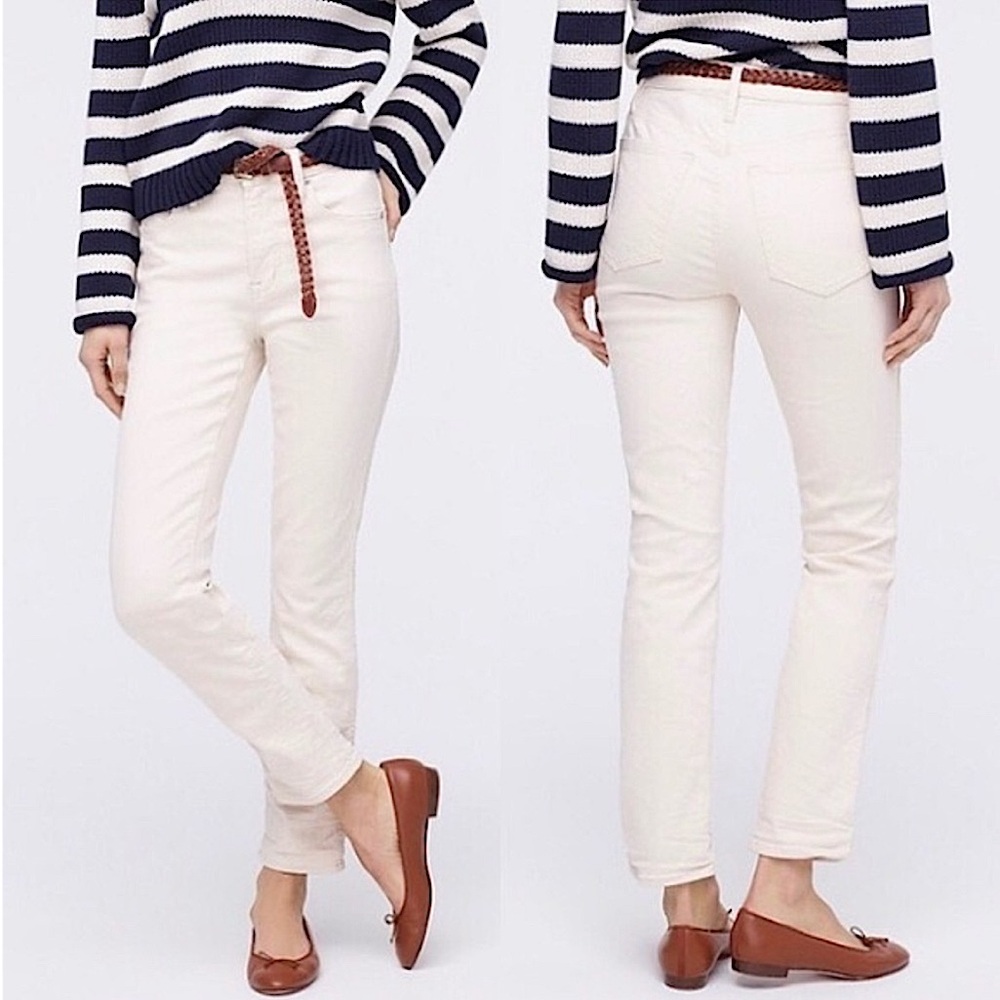 {J. Crew} "Vintage Straight in Ecru” High Rise Stretch Denim Jeans